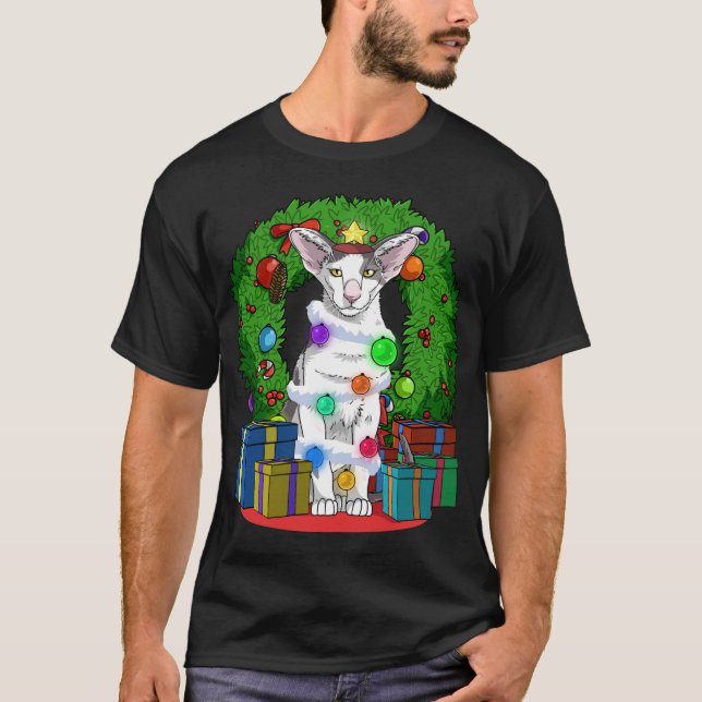 Oriental Kurzhaar Weihnachtsbaum Weihnachtsfeierta T-Shirt (Vorderseite)