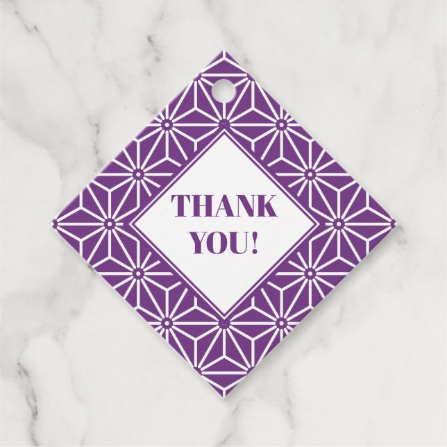 Oriental Lila Ayame Asanoha Japan Muster Geschenkanhänger (Vorderseite)