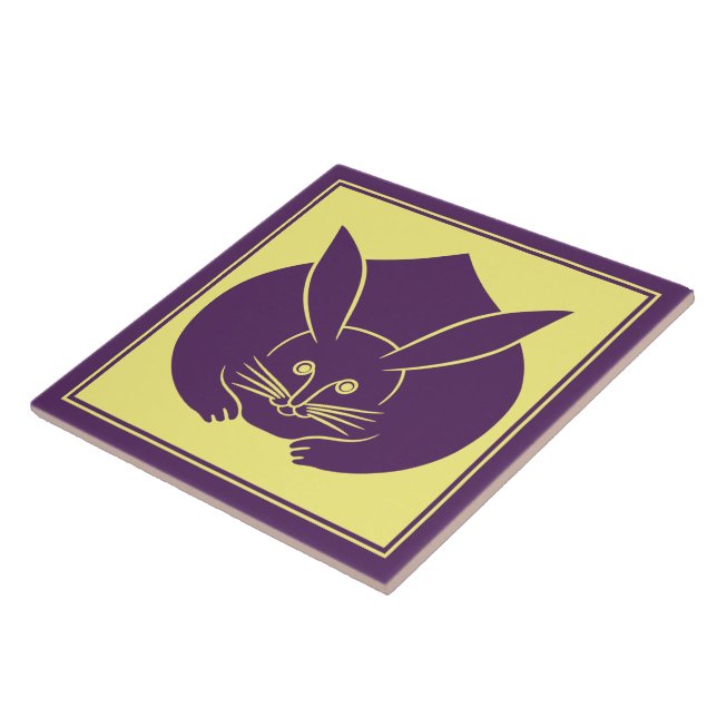 Oriental Lila Yellow Japan Rabbit Mon Vector Art Fliese (Seite)