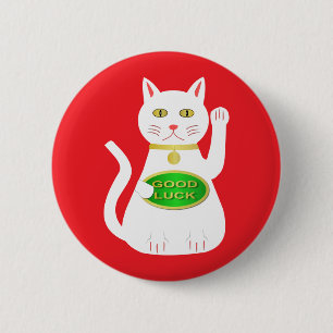 Oriental Lucky Cat Button