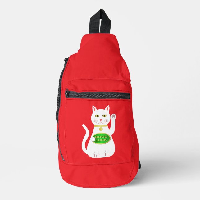 Oriental Lucky Cat Crossbody Bag (Vorderseite)