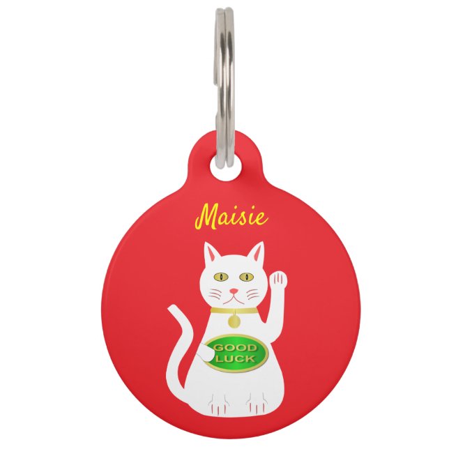 Oriental Lucky Cat Custom Haustiermarke (Vorderseite)