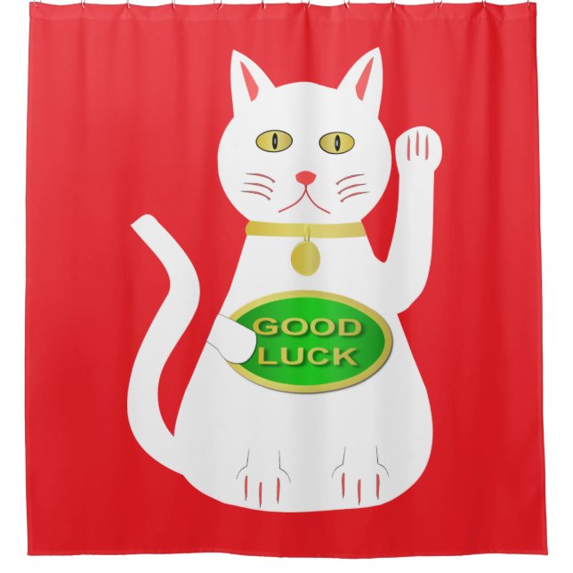 Oriental Lucky Cat Duschvorhang (Vorderseite)