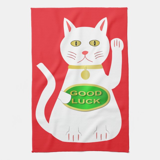 Oriental Lucky Cat Geschirrtuch (Vertikal)