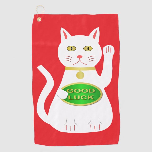 Oriental Lucky Cat Golfhandtuch (Vorderseite)