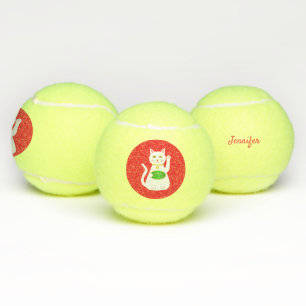 Oriental Lucky Cat Individuelle Name Tennisbälle
