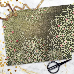 Oriental Luxury Gold Mandala mit roten Edelsteinen Seidenpapier