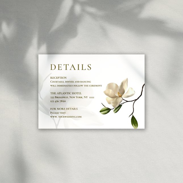 Oriental Magnolia Wedding Details Einschlusskarte Einladung (Oriental Magnolia Wedding Details Enclosure Card)
