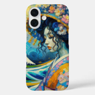 Oriental Maiko Geisha Kanagawa Wellen Van Gogh mix iPhone 16 Hülle