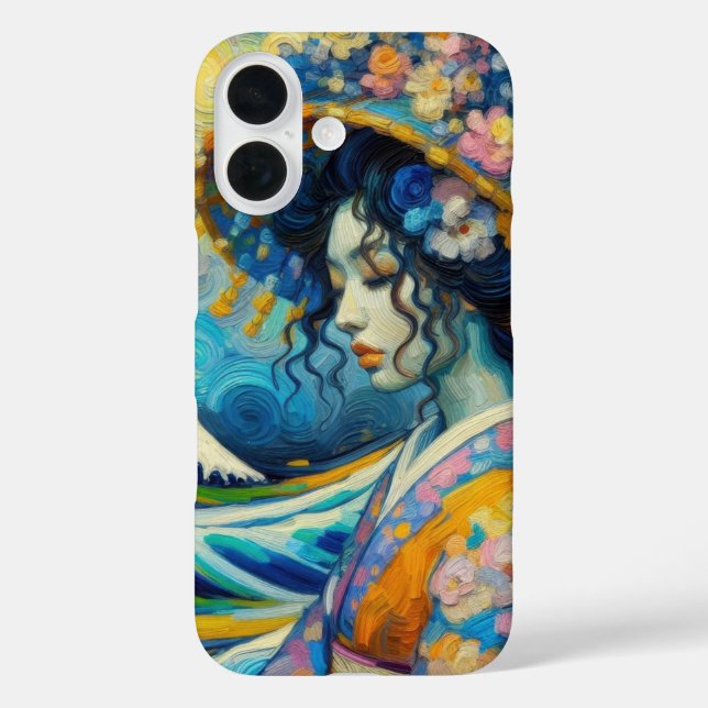 Oriental Maiko Geisha Kanagawa Wellen Van Gogh mix Case-Mate iPhone Hülle (Rückseite)