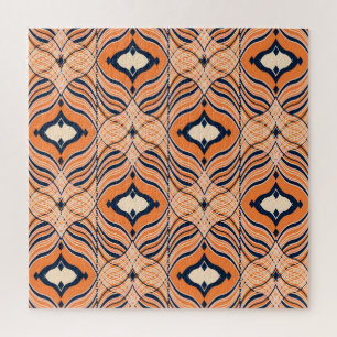 Oriental nahtlos: Schwarzes oranges Ornament Puzzle