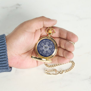 Oriental Navy Blue White Asanoha Japan Muster Armbanduhr