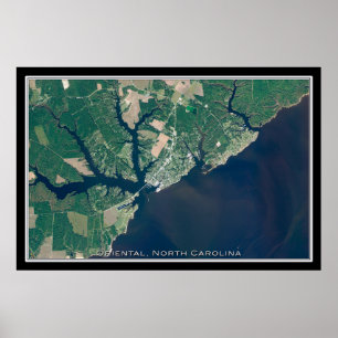 Oriental North Carolina Satellite Poster Map