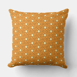 Oriental Orange Beige Hexagon Ägyptisches Muster Kissen
