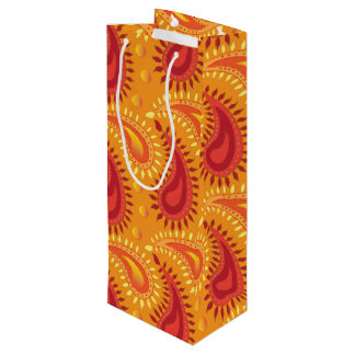 Oriental Orange Persian Paisley Pattern Geschenktüte Für Weinflaschen