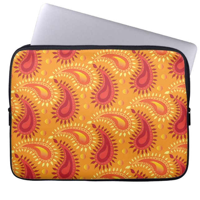 Oriental Orange Persian Paisley Pattern Laptopschutzhülle (Vorderseite)