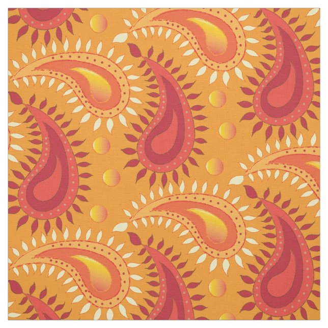 Oriental Orange Persian Paisley Pattern Stoff (Muster)