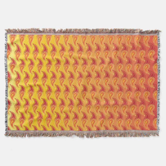 Oriental Orange Twin Flamme Persian Paisley Patter Decke (Vorderseite)