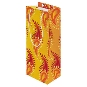 Oriental Orange Twin Flamme Persian Paisley Patter Geschenktüte Für Weinflaschen