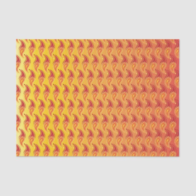 Oriental Orange Twin Flamme Persian Paisley Patter Seidenpapier (Vorderseite)