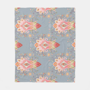 Oriental Paisley Peacock Feather Background Fleecedecke