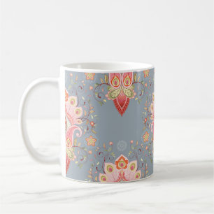 Oriental Paisley Peacock Feather Background Kaffeetasse