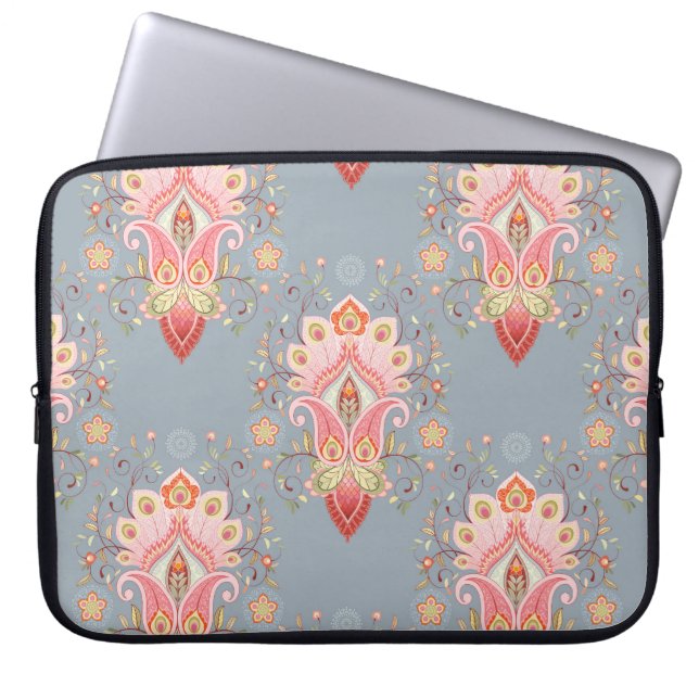 Oriental Paisley Peacock Feather Background Laptopschutzhülle (Vorderseite)