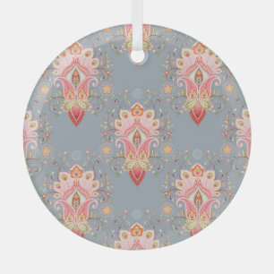 Oriental Paisley Peacock Feather Background Ornament Aus Glas
