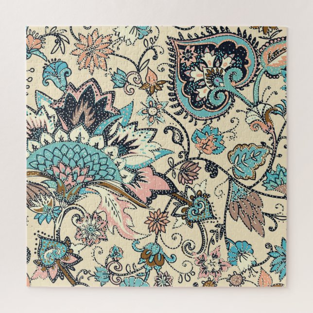 Oriental Paisley: Stilvolle Textil Elegance. Puzzle (Vertikal)