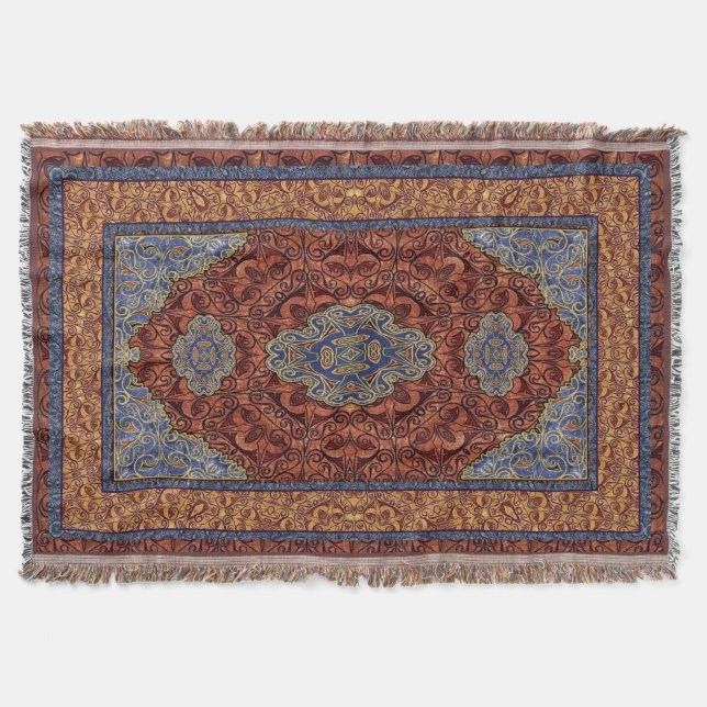 Oriental Persian Red Blue Gold Decke (Vorderseite)