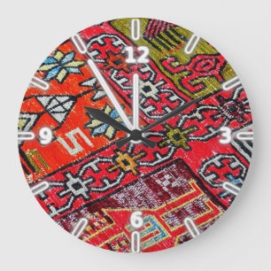 Oriental Persian , Turkish Pattern, Carpet Große Wanduhr