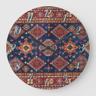 Oriental Persian Turkish Rug Pattern Große Wanduhr