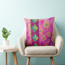 ORIENTAL Pink Türkise Floral - Kissen