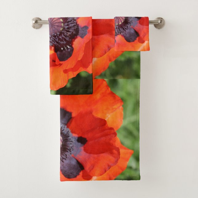 Oriental Poppy Blume Badhandtuch Set (Insitu)
