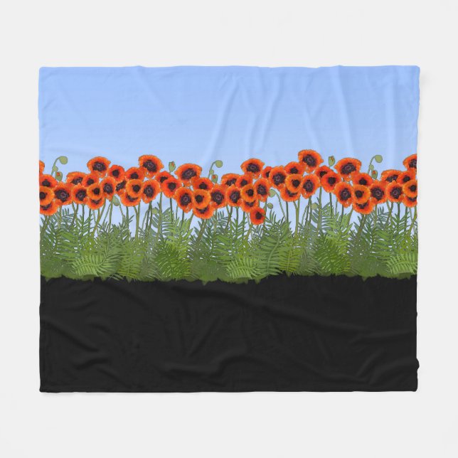 Oriental Poppy Garden Fleecedecke (Vorderseite (Horizontal))