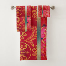 ORIENTAL Red Golden Pattern - Badetuch Set