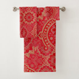 ORIENTAL Red Golden Pattern - Badetuch Set