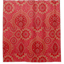 Oriental Red Golden Pattern - Duschvorhang