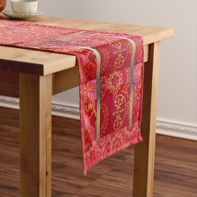 ORIENTAL Red Golden Pattern - Tableclover, Runner Kurzer Tischläufer (Beispiel)