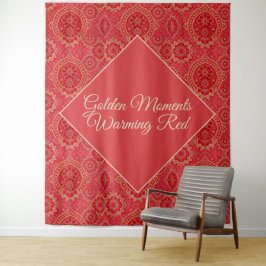 ORIENTAL Red Golden Pattern - Tapestyle Wandteppich