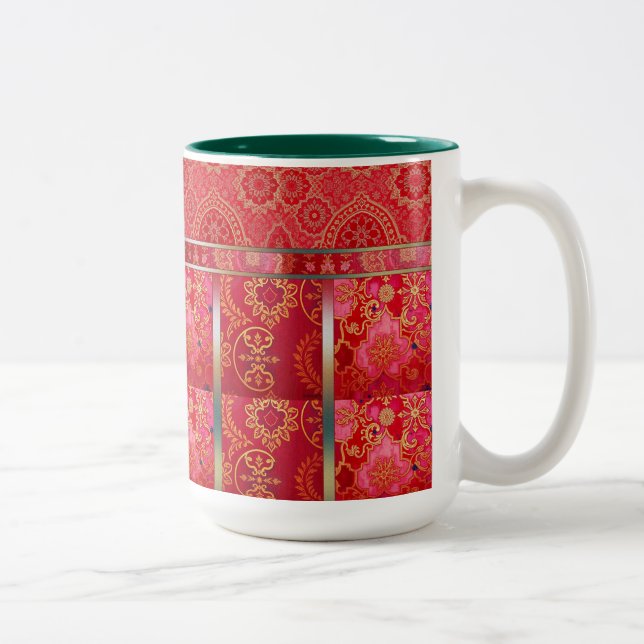 ORIENTAL Red Golden Pattern - Tasse, Cup Zweifarbige Tasse (Rechts)
