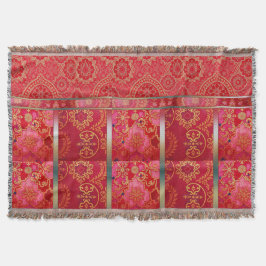 ORIENTAL Red Golden Pattern - Throw Blanken Decke