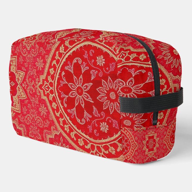 ORIENTAL Red Golden Pattern - Toilettenbeutel Waschbeutel (Linke Seite)