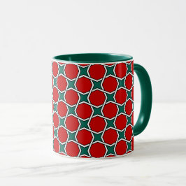Oriental Red Green Arabic Egypt Geometric Pattern Tasse