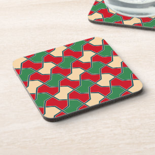 Oriental Red Green Bow Krawatte Geometric Vector A Getränkeuntersetzer