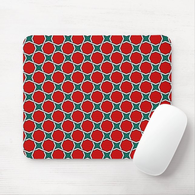 Oriental Red Green White Arabic Egypt Geometric Mousepad (Mit Mouse)