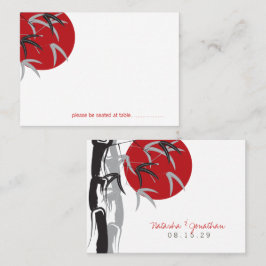 Oriental Red Sunrise Zen Bamboo Tree Asian Wedding Platzkarte