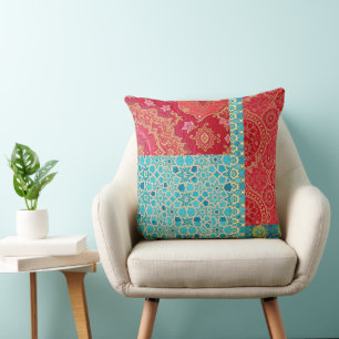 ORIENTAL Red Turquoise Pattern - Kissen