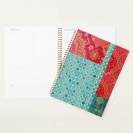 ORIENTAL Red Turquoise Pattern - Notebook, Planer
