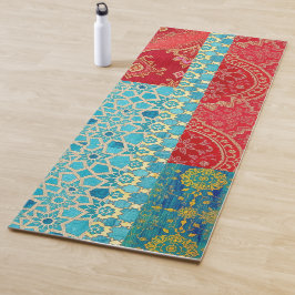 ORIENTAL Red Turquoise Pattern - Yoga Mat Yogamatte